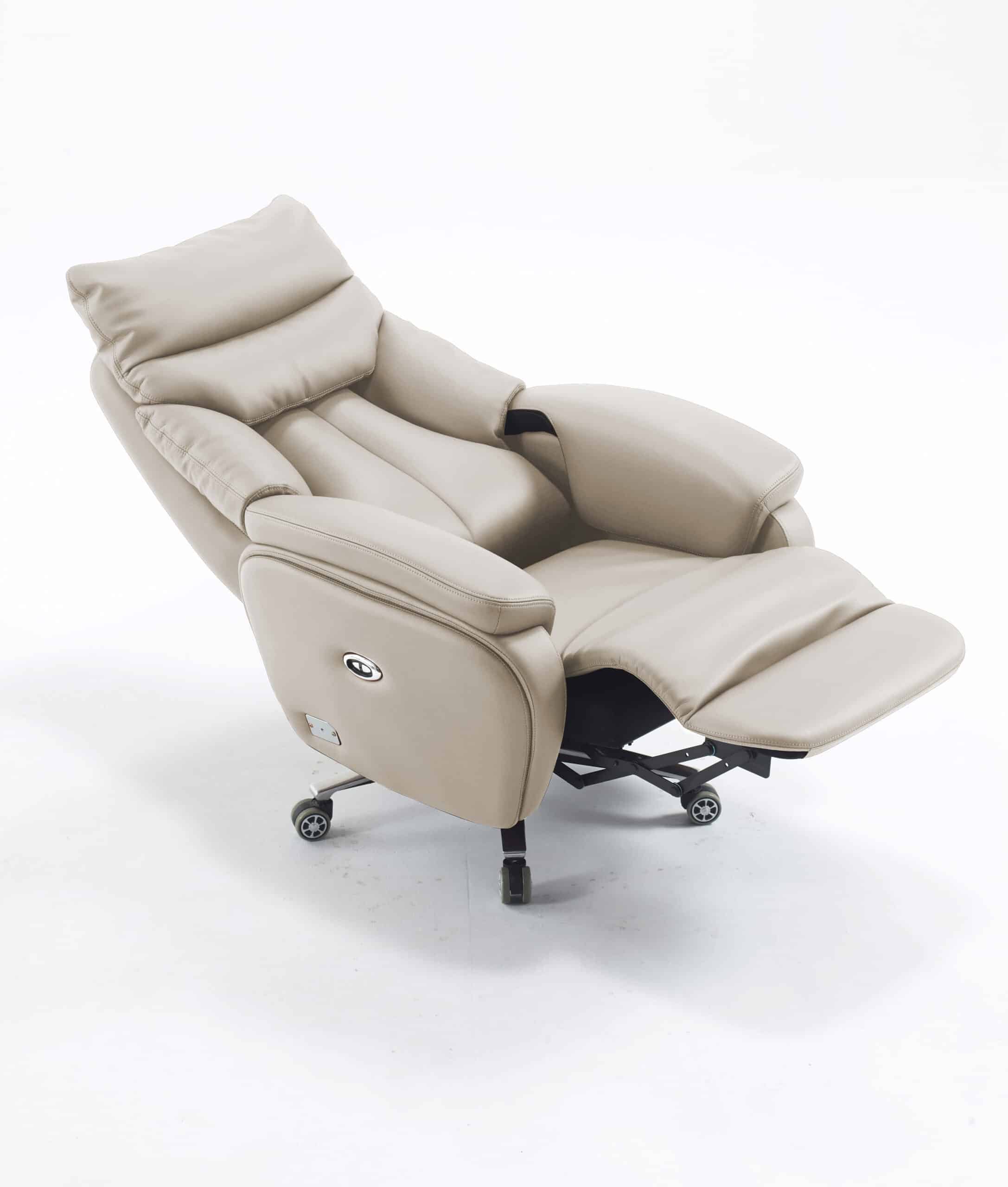 כורסת מנהלים ריקליינר A-968 – עור אמיתי – צבע בז' (מנגנון ריקליינר חשמלי, נטען) – תמונה 2